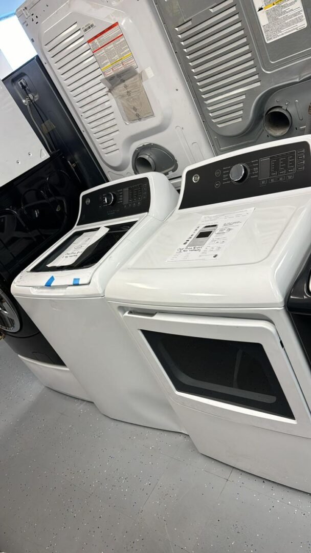 GE New Open Box White Washer Dryer Set