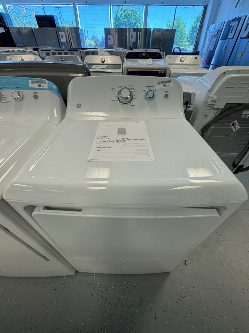GE New Open Box 7.2 Cu.ft Front Load Electric Dryer – White