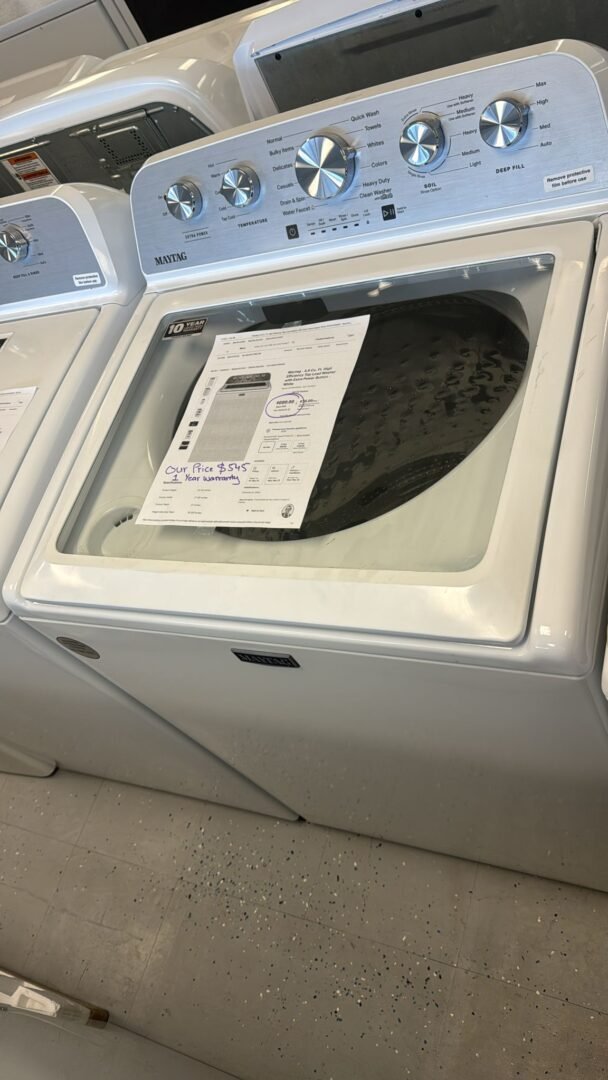 Maytag New Open Box 4.8 Cu.ft Top Load Washer – White