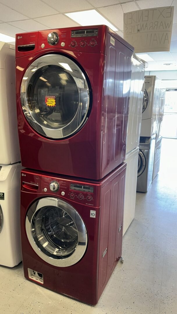 LG Like New Front Load Washer Dryer Set – Red