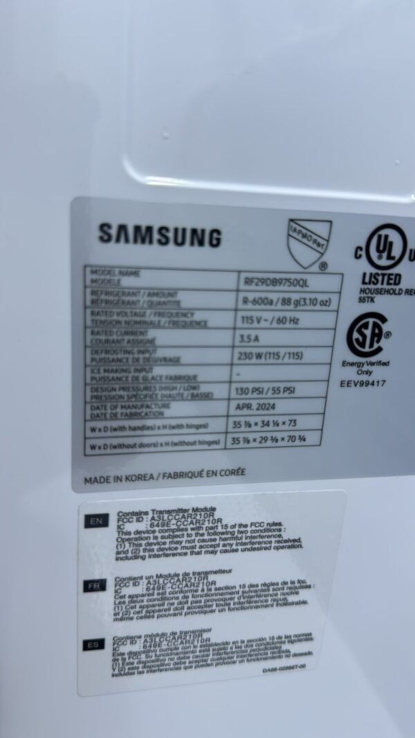 Samsung Bespoke RF29DB9750QL 29 Cu. Ft. 4-Door Flex French Door Refrigerator