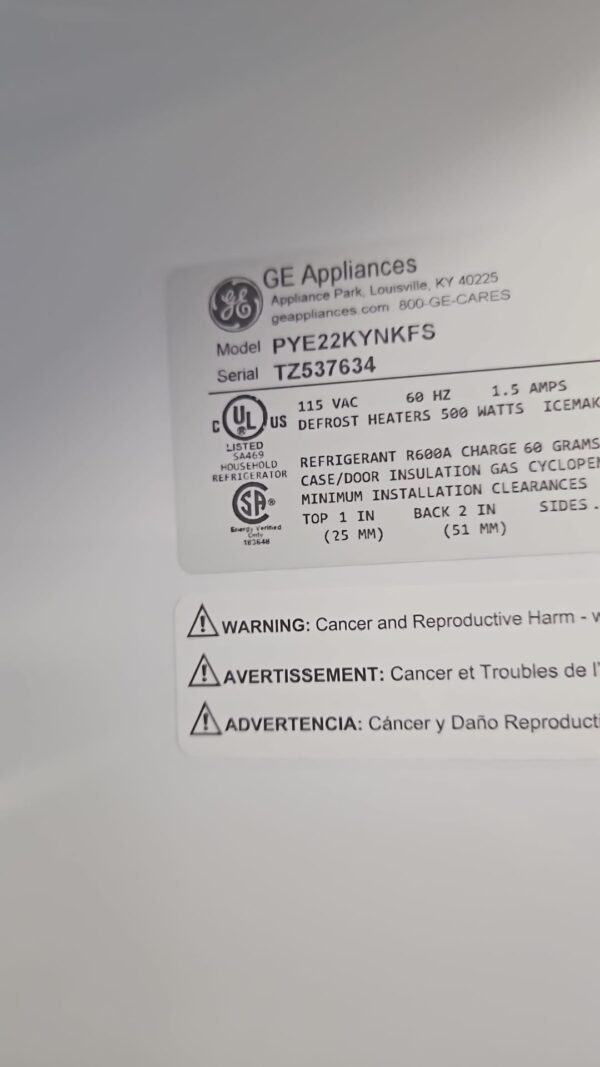 New GE Profile PYE22KYNKFS Counter Depth French Door Refrigerator - Image 9
