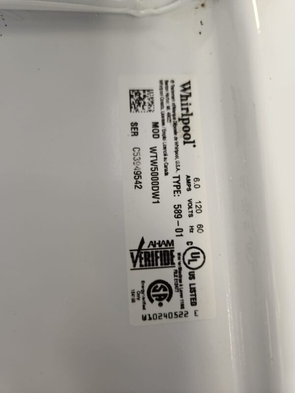 Whirlpool WTW5000DW1 28 Inch 4.3 Cu. Ft. Top Load Washer- Used - Image 4