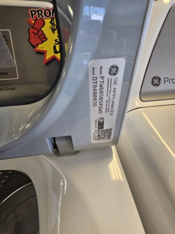 GE Profile PTW605BSR1WS-PTD60EBSR1WS Like-New Top Load Washer/Dryer Set- White - Image 6