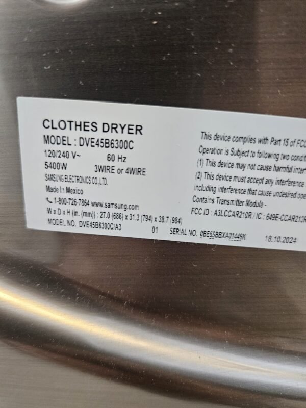 Samsung WF45B6300AC-DVE45B6300C New Front Load Washer/Dryer Set- Champagne - Image 6