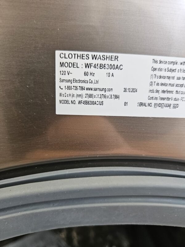 Samsung WF45B6300AC-DVE45B6300C New Front Load Washer/Dryer Set- Champagne - Image 5