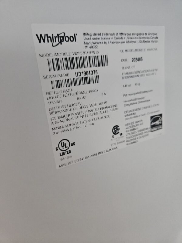 Whirlpool WZF57R16FW 34 Inch 16 cu. ft. All Freezer- White - Image 4