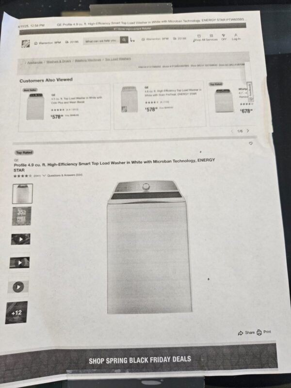 GE Profile PTW605BSRWS Returned Model 28 Inch Top Load Smart Washer- White - Image 4