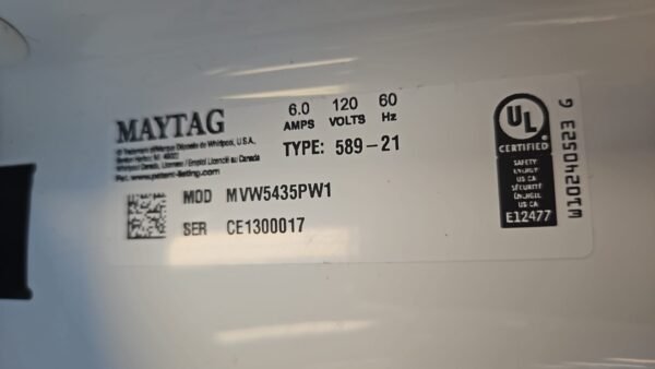 Maytag MVW5435PW1 New 27 Inch 4.8 cu ft. Top Load Washer- White - Image 4