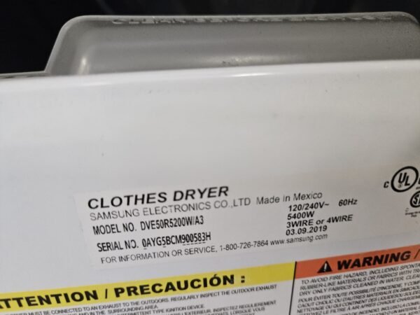 Samsung WA50R5400AW-DVE50R5200W Refurbished Washer/Dryer Set- White - Image 5