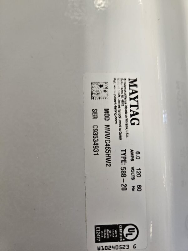 Maytag MVWC465HW2 Used 28 Inch 3.8 Cu. Ft. Top Load Washer- White - Image 3