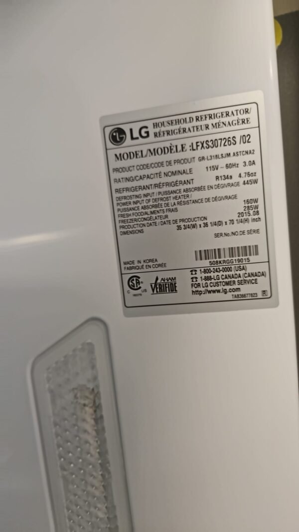 LG LFXS30726S Used 36 Inch French Door Refrigerator- Stainless Steel - Image 4