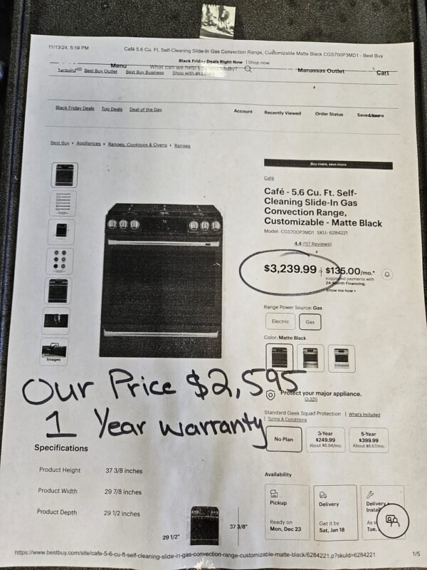 Cafe CGS700P3MD1 30 Inch Slide-In 6 Burners Gas Smart Range- Matte Black - Image 4