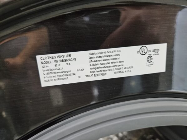 Samsung WF50BG8300AV 27 Inch Smart Front Load Washer- Black Stainless Steel - Image 4