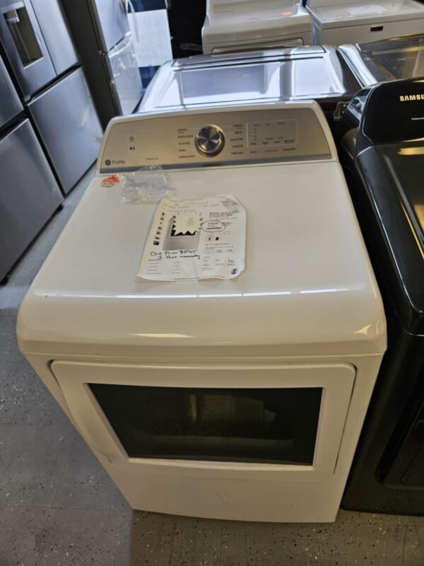 GE Profile PTD60GBSR0WS 27 Inch 7.4 Cu. Ft. Gas Dryer- White - Image 2