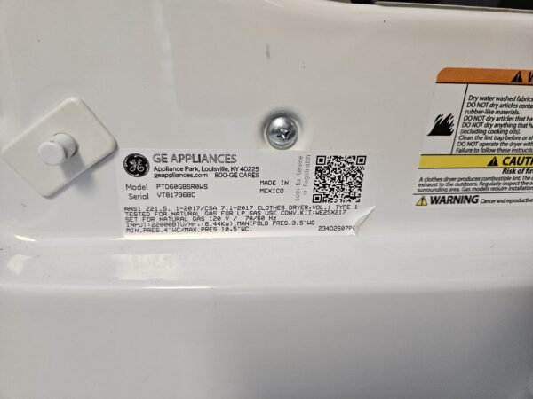 GE Profile PTD60GBSR0WS 27 Inch 7.4 Cu. Ft. Gas Dryer- White - Image 4