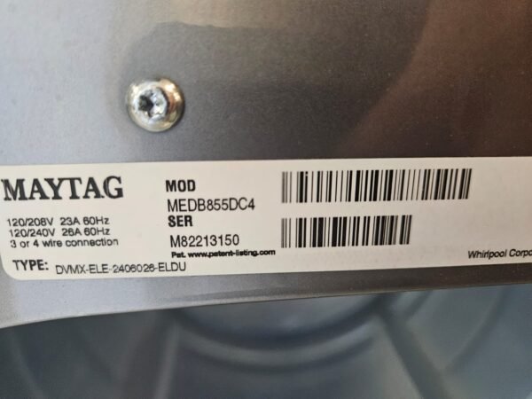 Maytag MEDB855DC4 Used 29 Inch 8.8 cu. ft. Electric Dryer- Metallic Slate - Image 4