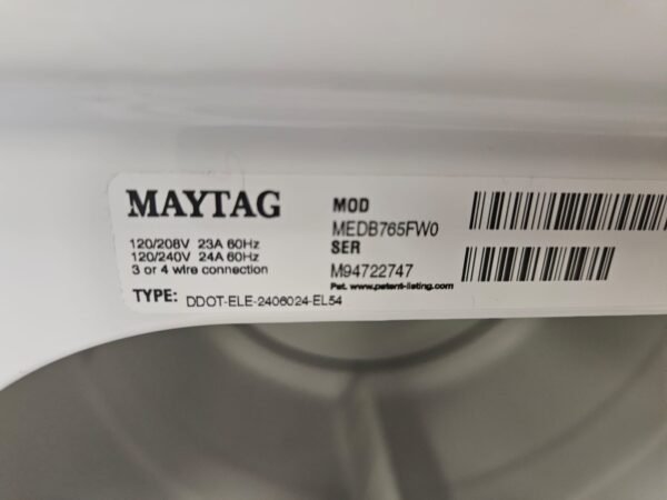 Maytag MEDB765FW0 Used 27 Inch Electric Dryer with IntelliDry- White - Image 6