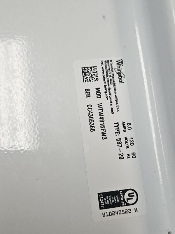 Whirlpool WTW4816FW3-WED4815EW1 Used Reliable Washer & Dryer Set- White - Image 6
