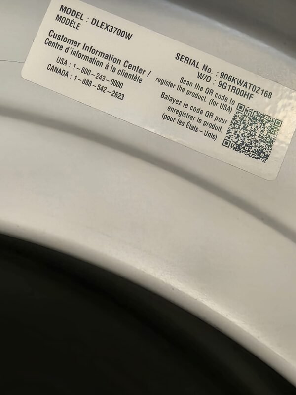 LG WM3170CW 4.3 cu. ft. Front Load Washer DLEX3700W 7.4 cu. ft. Dryer - Image 5