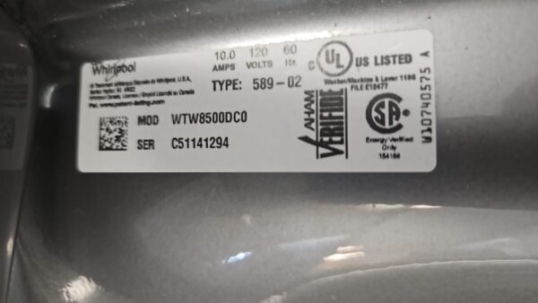 Whirlpool Cabrio WTW8500DC 28 Inch Top Load Washer - Image 4