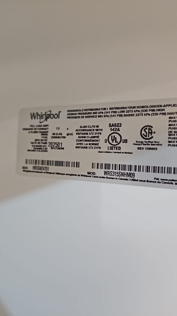 Whirlpool WRS315SNHM 36 Inch  Side by Side Refrigerator - Image 4