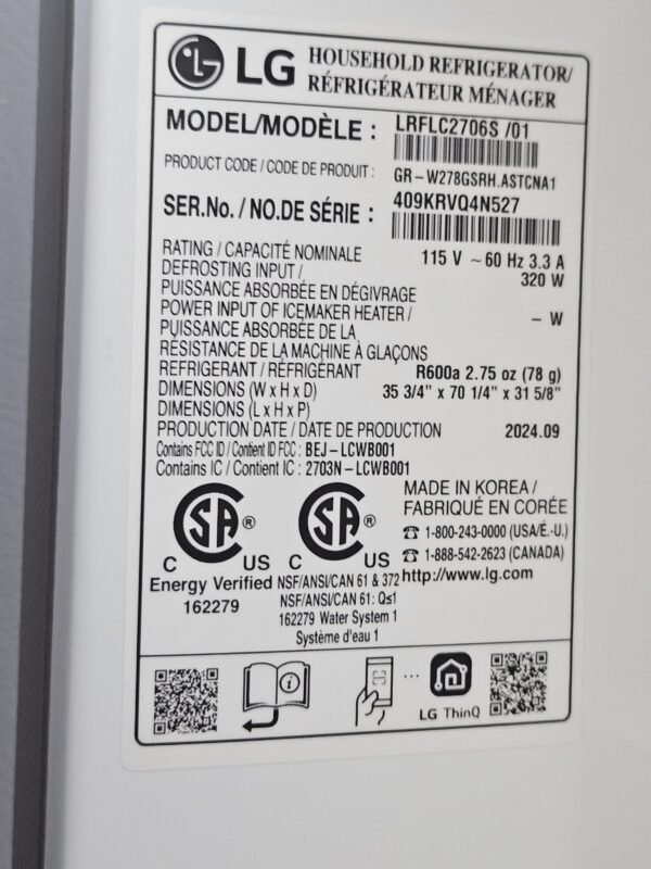 LG LRFLC2706S 36 Inch Counter-Depth MAX™ French Door Refrigerator - Image 5