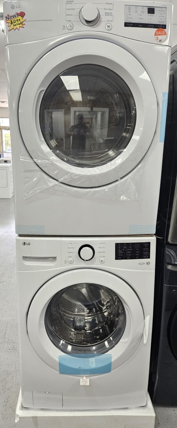 LG New WM3470CW Washer and DLE3400W Electric Dryer Set - Image 2