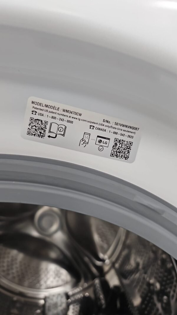 LG New WM3470CW Washer and DLE3400W Electric Dryer Set - Image 8