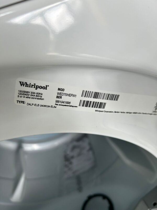 Whirlpool WED75HEFW1 7.4 Cu. Ft. Front Load Electric Dryer - Image 4