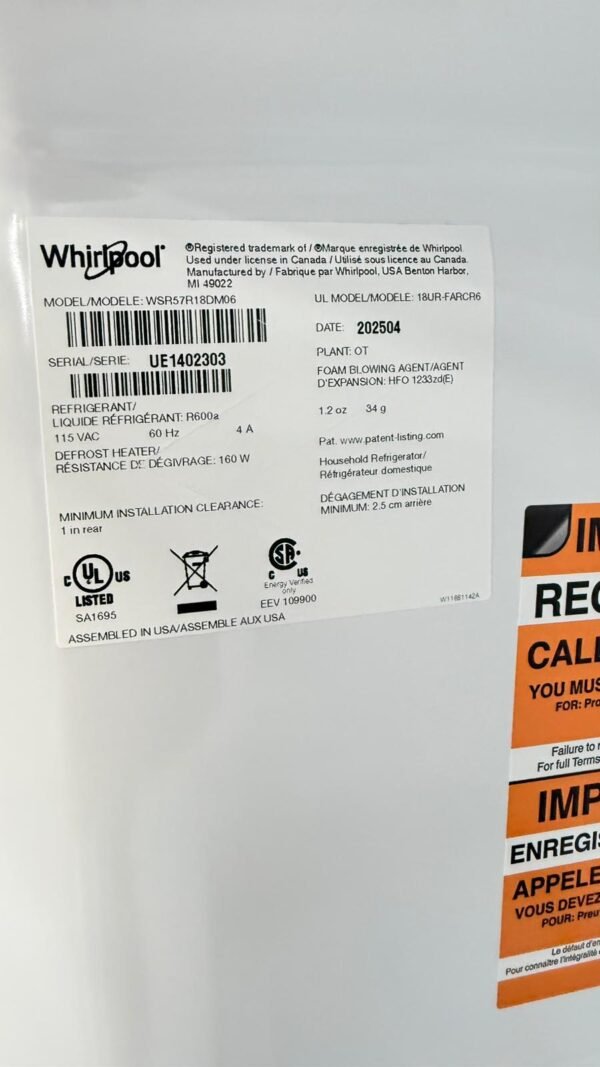Whirlpool WSR57R18DM06 30 Inch All-Refrigerator - Image 4