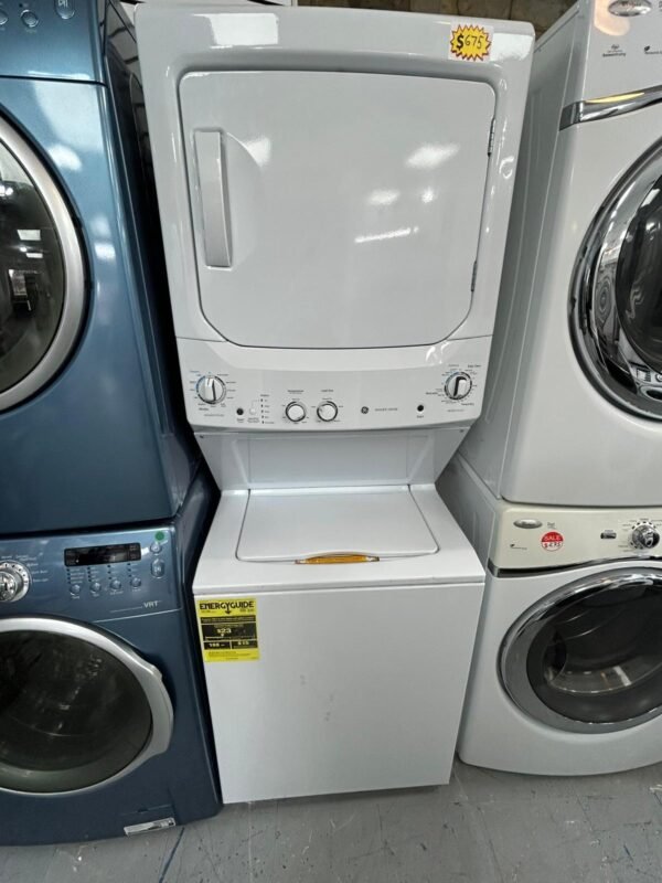 GE GUD27ESSM1WW Used Washer and Electric Dryer Stack Unit- White - Image 2