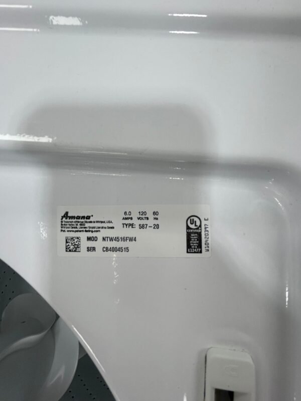 Amana NTW4516FW4 Used 27.5 Inch Top Load Washer- White - Image 4