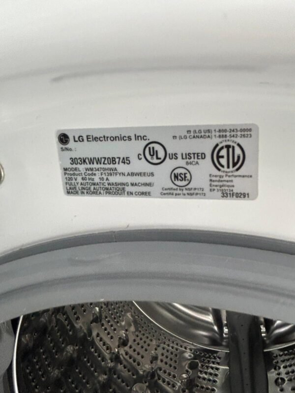 LG WM3470HWA-DLEX3470W Used Steam Washer & Sensor Dryer Set- White - Image 5